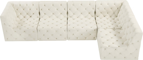 Luna Cream Velvet Modular Sectional Sec5A