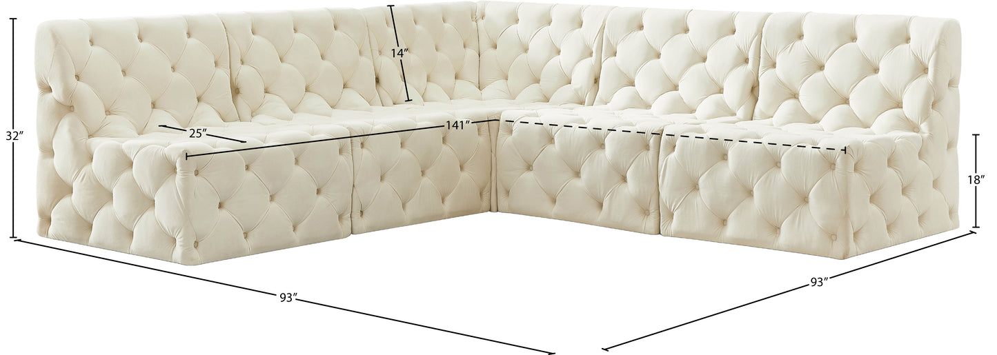 luna cream velvet modular sectional sec5b