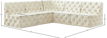 Luna Cream Velvet Modular Sectional Sec5B