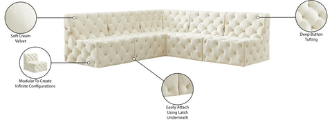Luna Cream Velvet Modular Sectional Sec5B