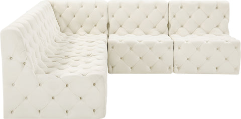 Luna Cream Velvet Modular Sectional Sec5B
