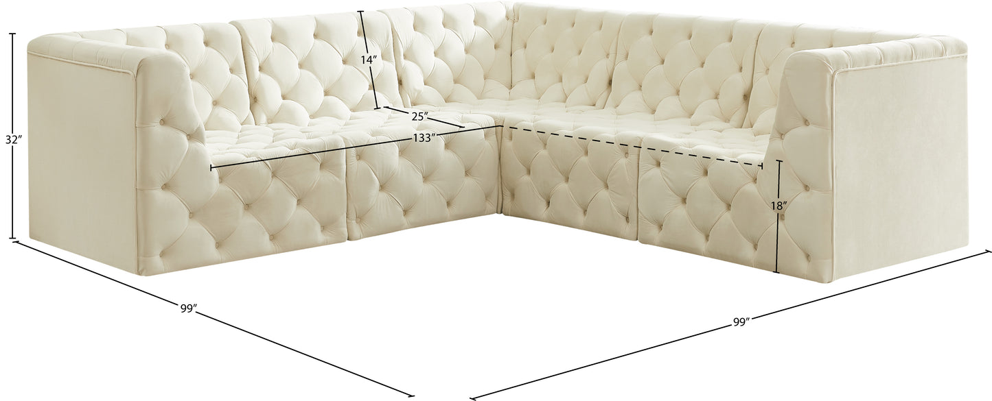 luna cream velvet modular sectional sec5c