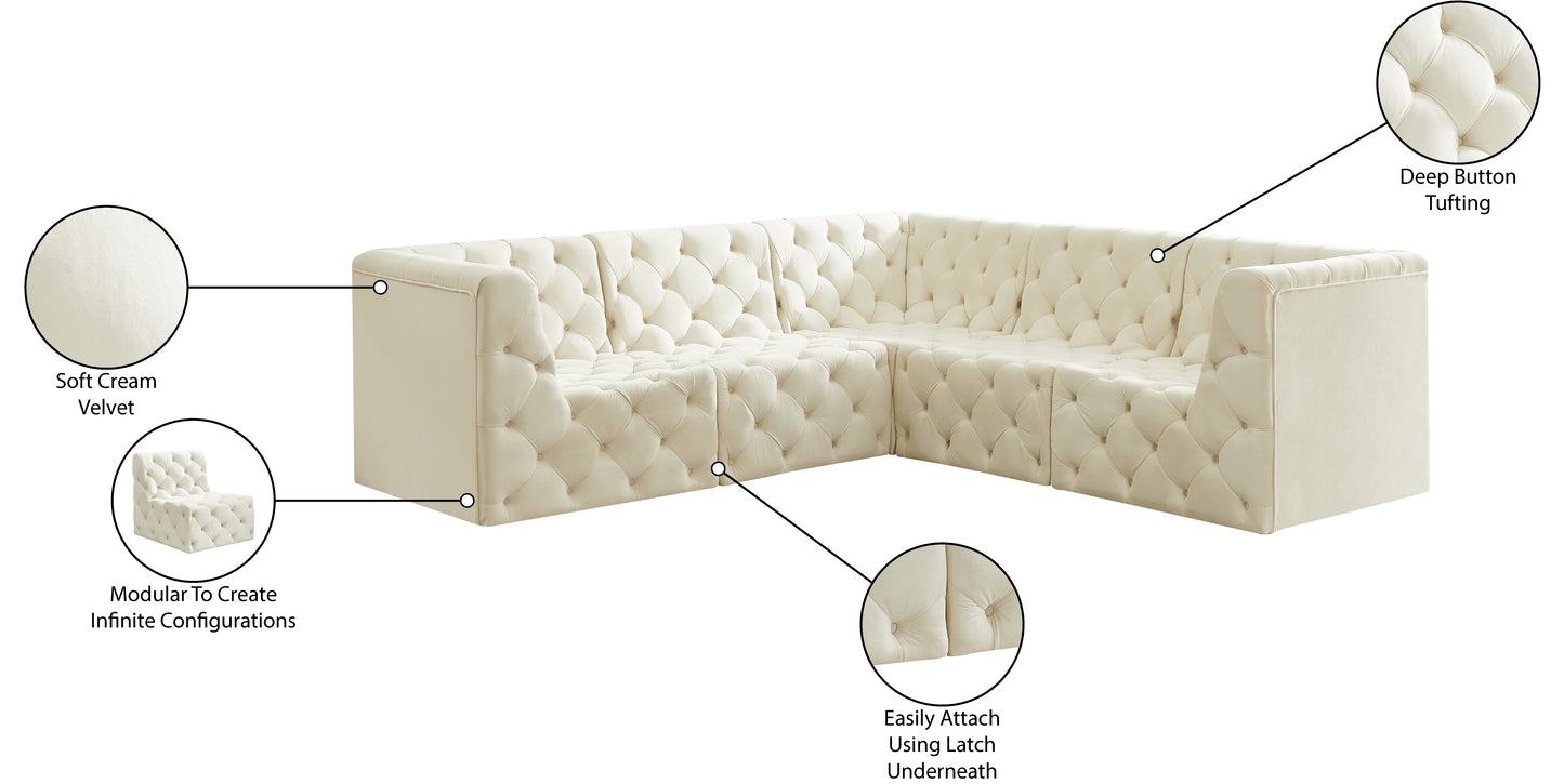 luna cream velvet modular sectional sec5c