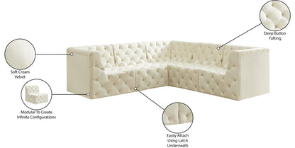 Luna Cream Velvet Modular Sectional Sec5C