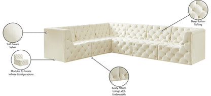 Luna Cream Velvet Modular Sectional Sec6A