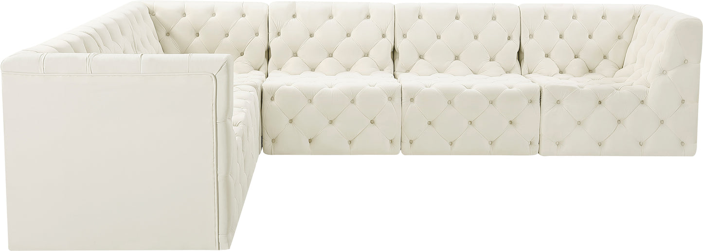 luna cream velvet modular sectional sec6a