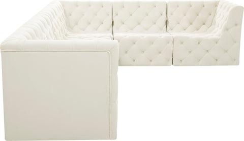 Luna Cream Velvet Modular Sectional Sec6A