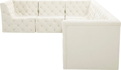 Luna Cream Velvet Modular Sectional Sec6A