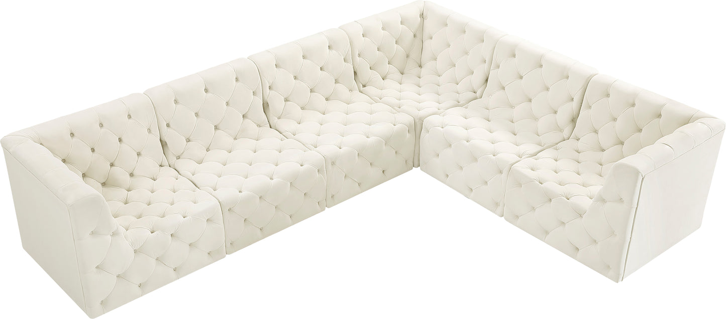 luna cream velvet modular sectional sec6a