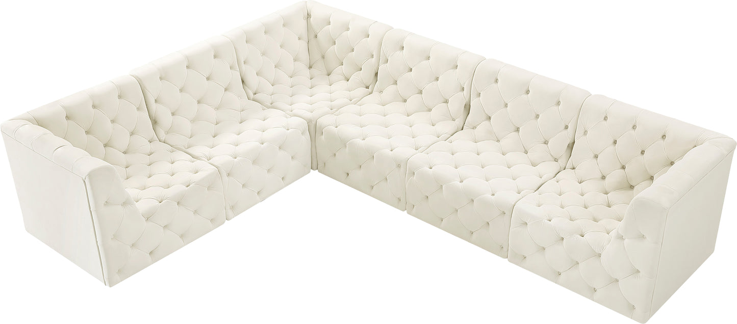 luna cream velvet modular sectional sec6a