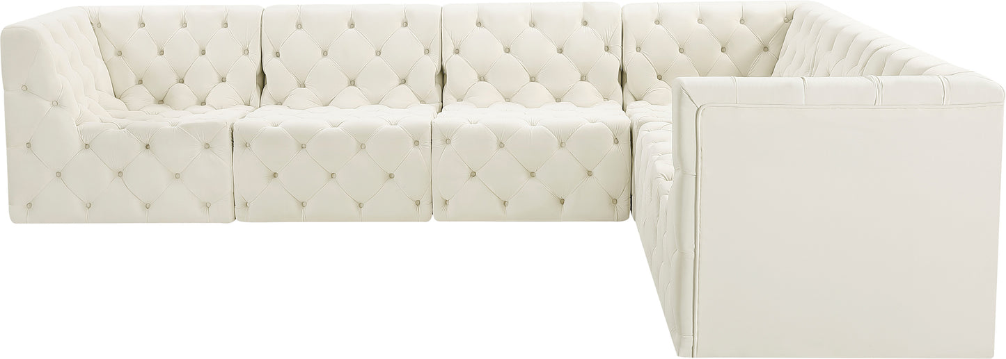 luna cream velvet modular sectional sec6a