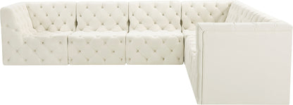 Luna Cream Velvet Modular Sectional Sec6A