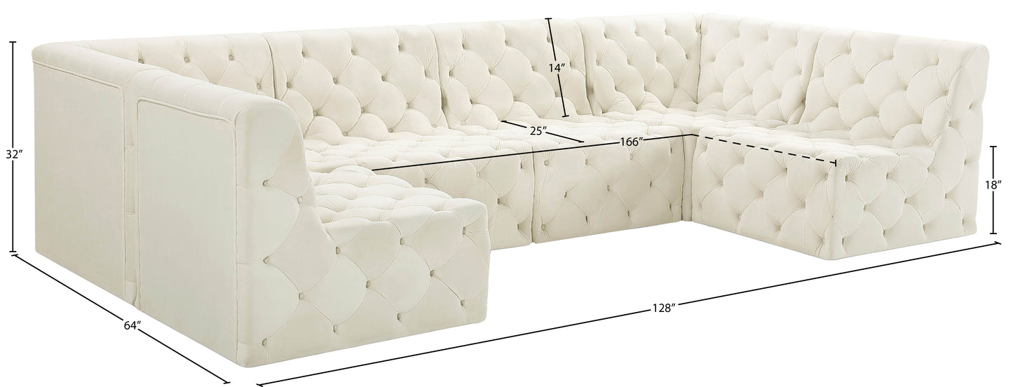 luna cream velvet modular sectional sec6b