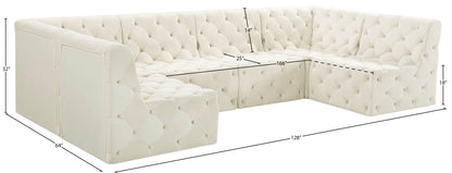 Luna Cream Velvet Modular Sectional Sec6B