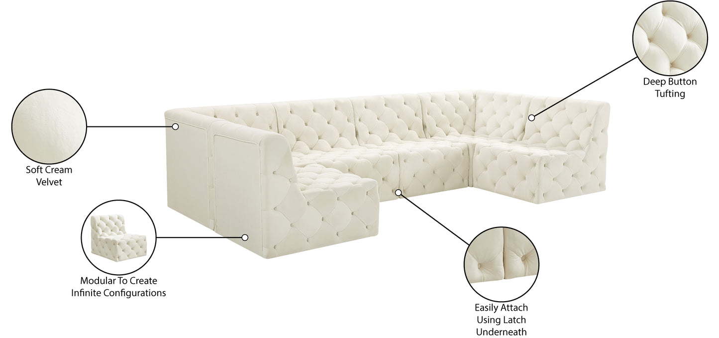 luna cream velvet modular sectional sec6b