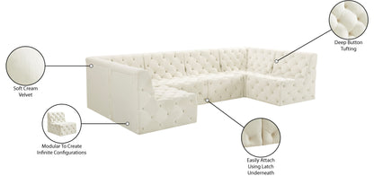 Luna Cream Velvet Modular Sectional Sec6B