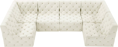 Luna Cream Velvet Modular Sectional Sec6B