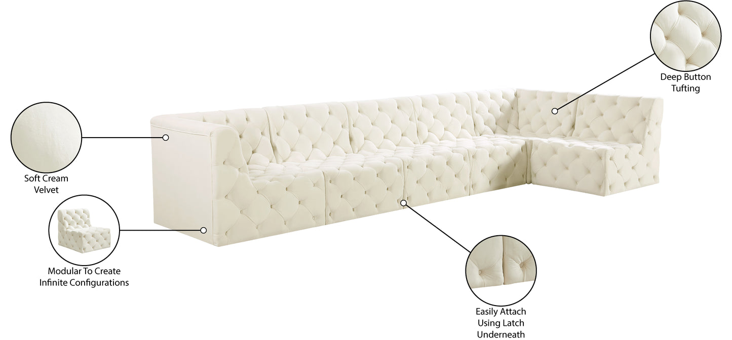 luna cream velvet modular sectional sec6c