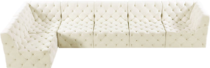 Luna Cream Velvet Modular Sectional Sec6C