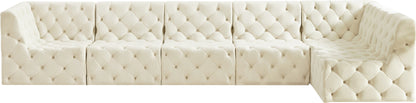 Luna Cream Velvet Modular Sectional Sec6C