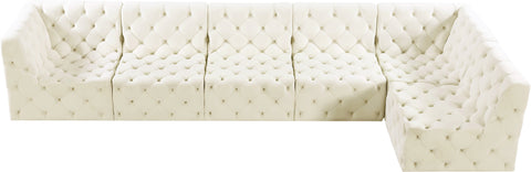 Luna Cream Velvet Modular Sectional Sec6C