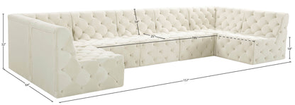 Luna Cream Velvet Modular Sectional Sec7A