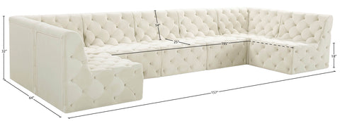 Luna Cream Velvet Modular Sectional Sec7A