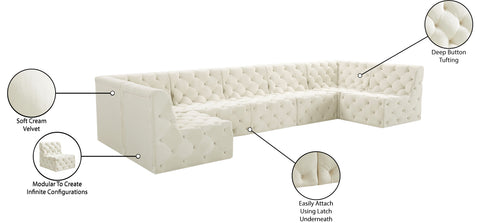 Luna Cream Velvet Modular Sectional Sec7A