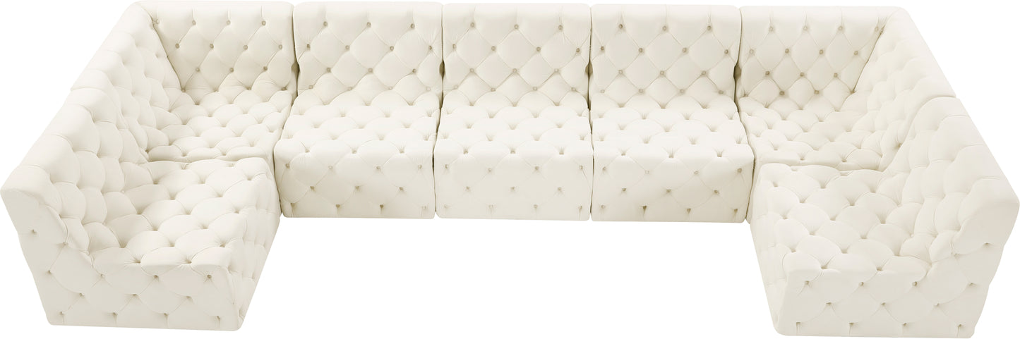 luna cream velvet modular sectional sec7a