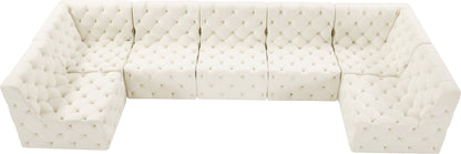 Luna Cream Velvet Modular Sectional Sec7A