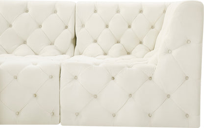 Luna Cream Velvet Modular Sectional Sec7A