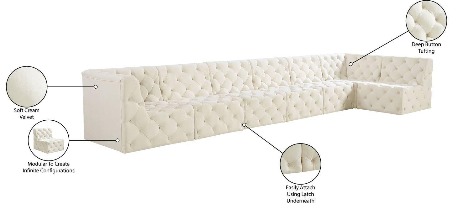 luna cream velvet modular sectional sec7b