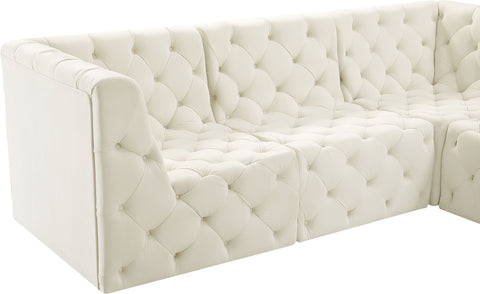 Luna Cream Velvet Modular Sectional Sec7B
