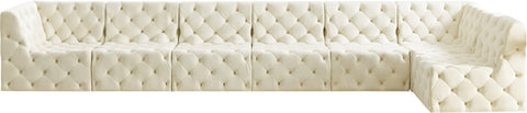 Luna Cream Velvet Modular Sectional Sec7B