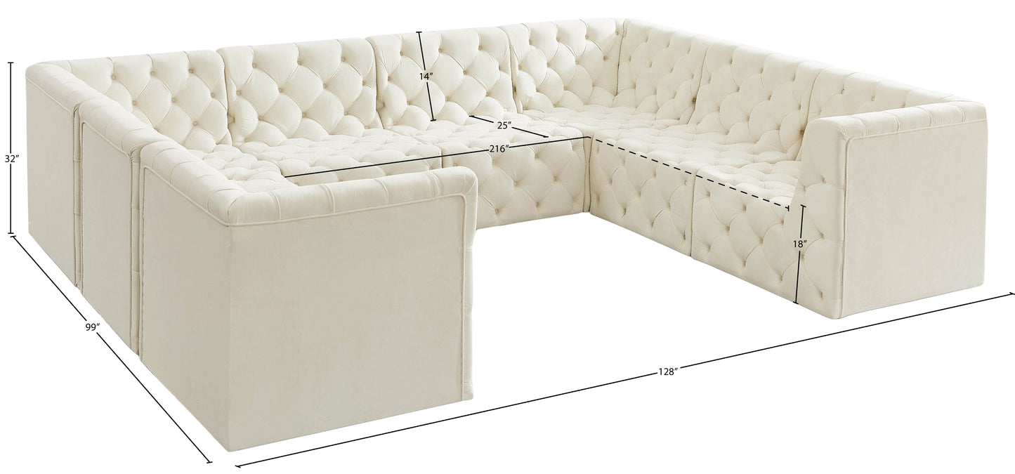 luna cream velvet modular sectional sec8a