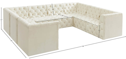 Luna Cream Velvet Modular Sectional Sec8A