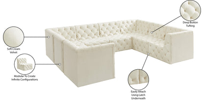 Luna Cream Velvet Modular Sectional Sec8A