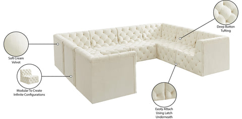 Luna Cream Velvet Modular Sectional Sec8A