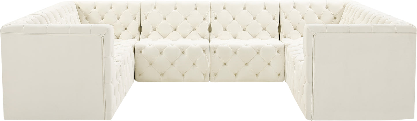 luna cream velvet modular sectional sec8a