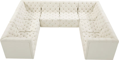 Luna Cream Velvet Modular Sectional Sec8A