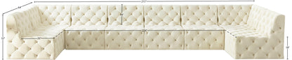 Luna Cream Velvet Modular Sectional Sec8B