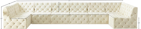Luna Cream Velvet Modular Sectional Sec8B