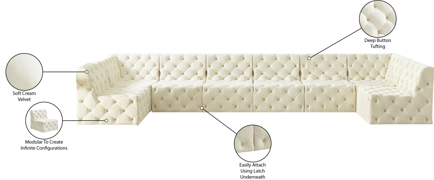 luna cream velvet modular sectional sec8b