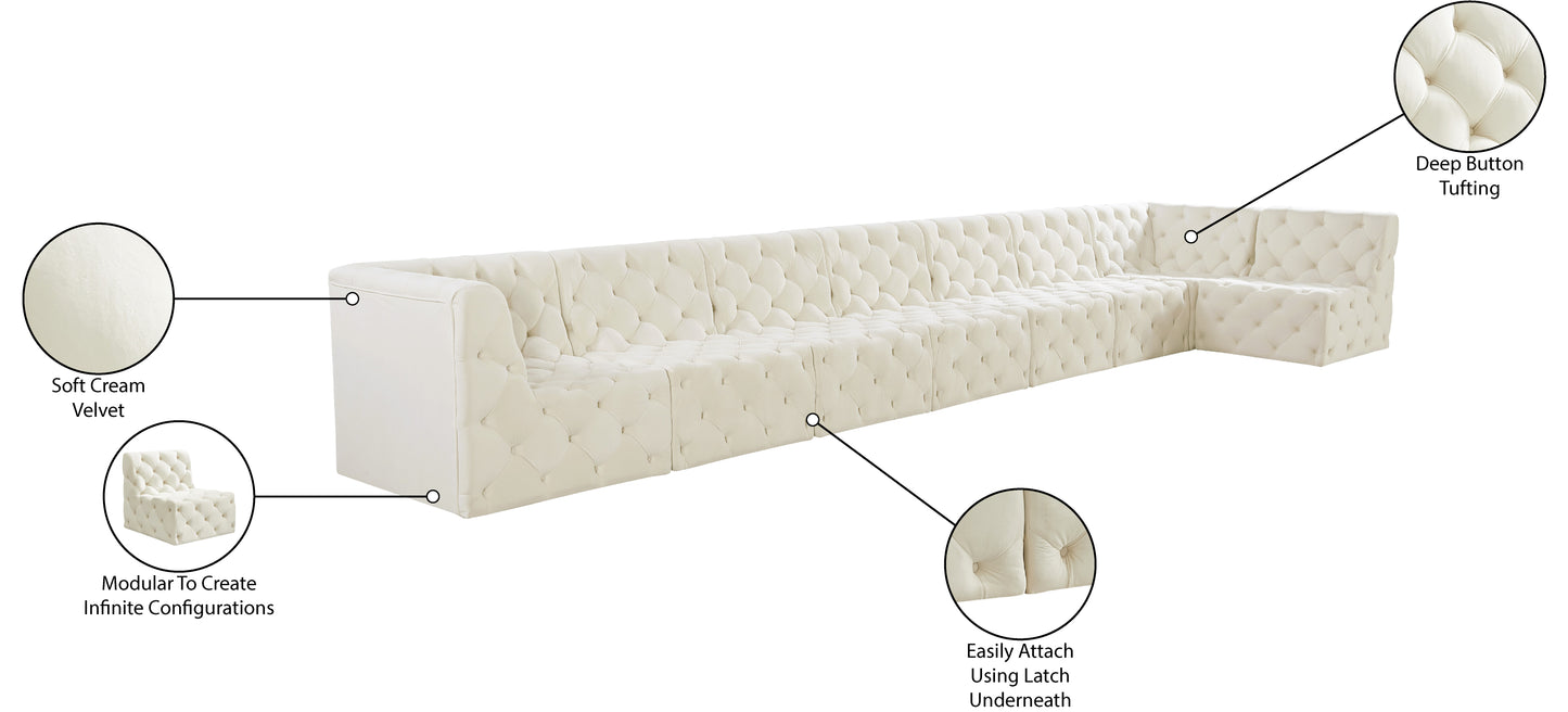 luna cream velvet modular sectional sec8c