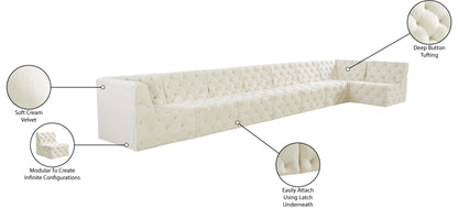 Luna Cream Velvet Modular Sectional Sec8C