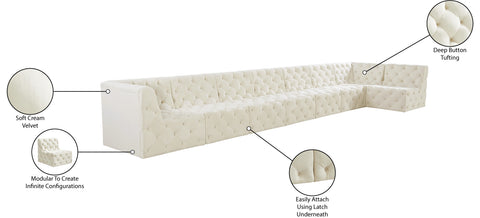 Luna Cream Velvet Modular Sectional Sec8C