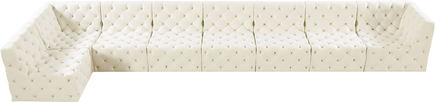 luna cream velvet modular sectional sec8c