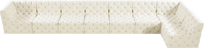 Luna Cream Velvet Modular Sectional Sec8C