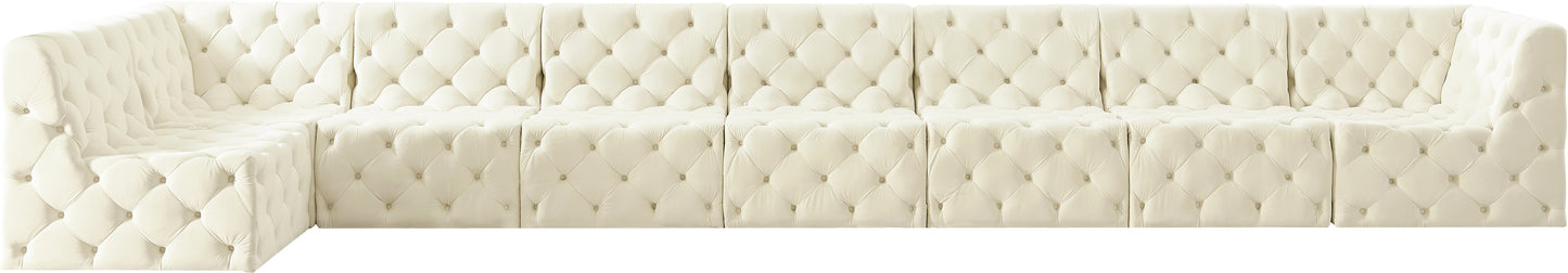 luna cream velvet modular sectional sec8c