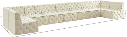 Luna Cream Velvet Modular Sectional Sec9A